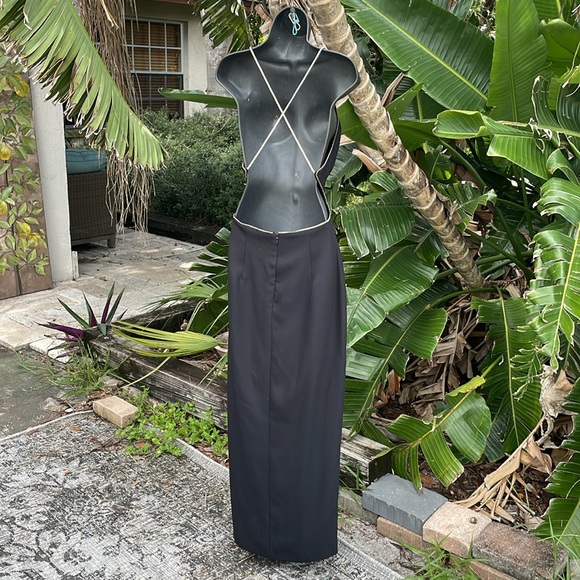vintage alchemy rhinestone trim, drop waist backless dress - Picture 4 of 9